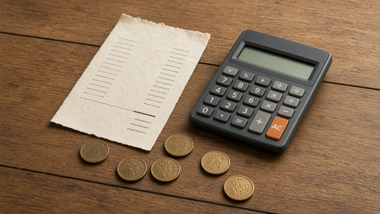 How much Australians waste by not comparing prices Receipt, calculator, and coins on a table — the cost of not comparing prices